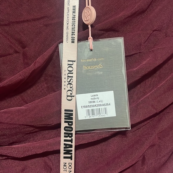 House of CB Lucasta Mulberry Gathered Mini dress (longer version) - Picture 13 of 15